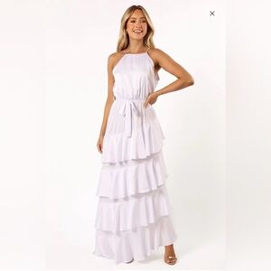 Petal & Pup Annalise Tiered Maxi Dress White NEW WITH TAGS